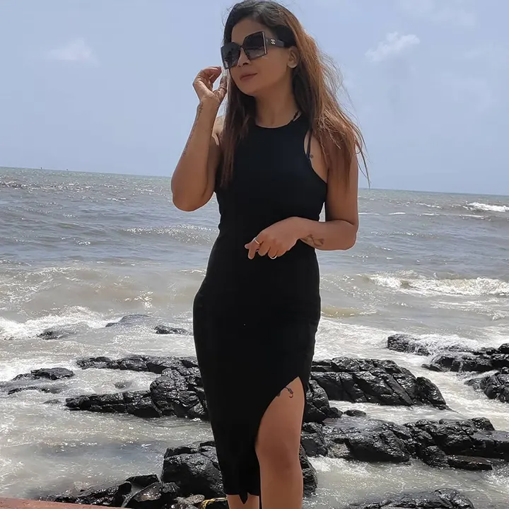 mahi kaur in black dress